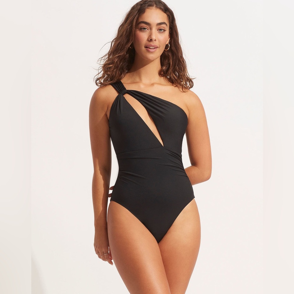 Seafolly Black Asymmetric Cut-Out One Piece